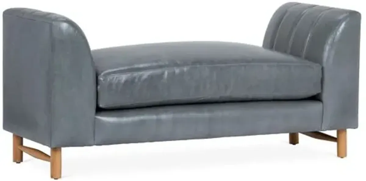 Alden Leather Bench - Gray