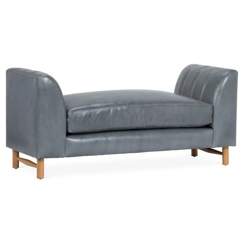 Alden Leather Bench - Gray