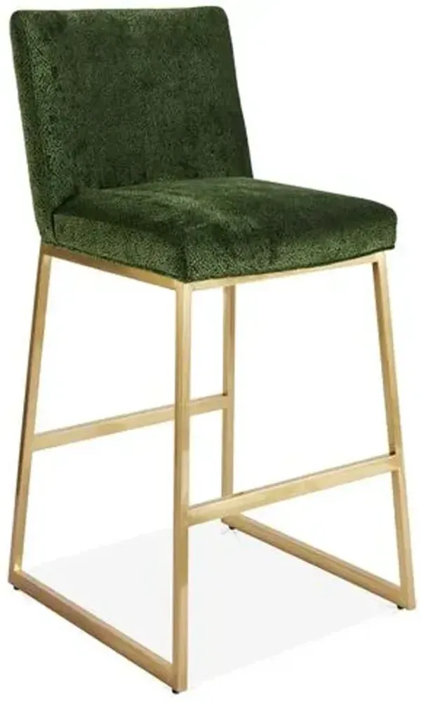 Hollas Counter Stool - Emerald/Brass - Massoud
