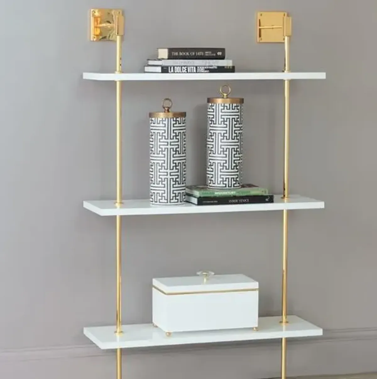 Marais 3-Tier Wall Shelf - White/Gold - Port 68