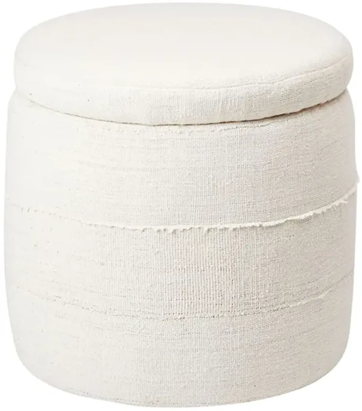 Natural Hand-Woven Storage Ottoman - White