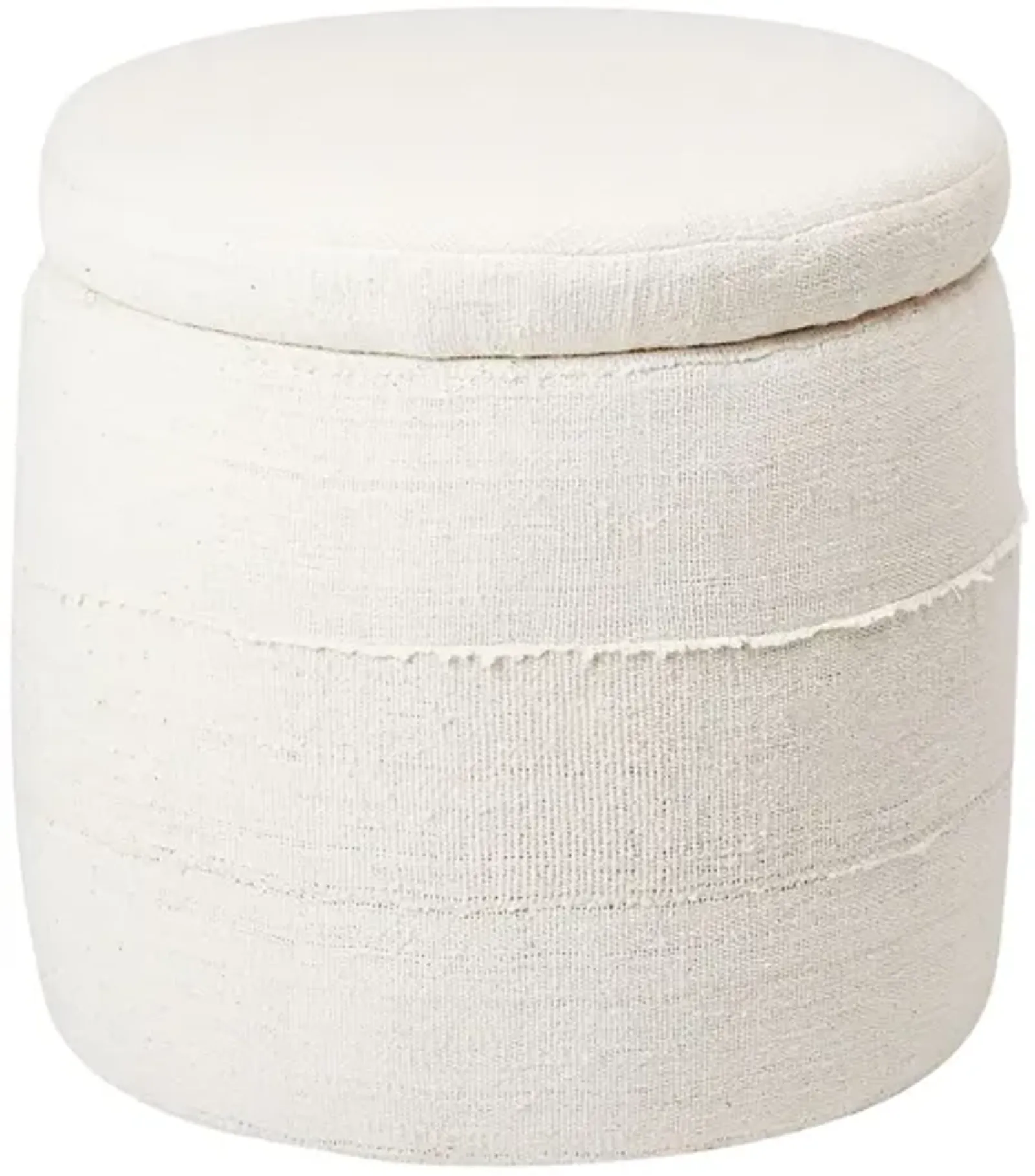 Natural Hand-Woven Storage Ottoman - White