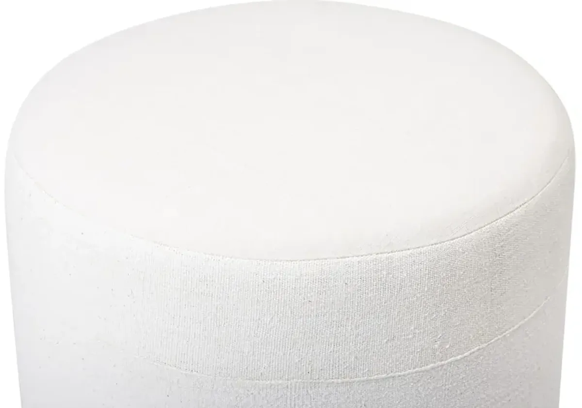 Natural Hand-Woven Ottoman - White