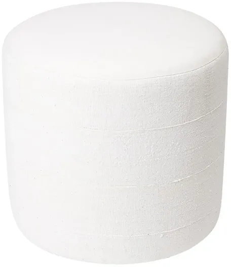 Natural Hand-Woven Ottoman - White