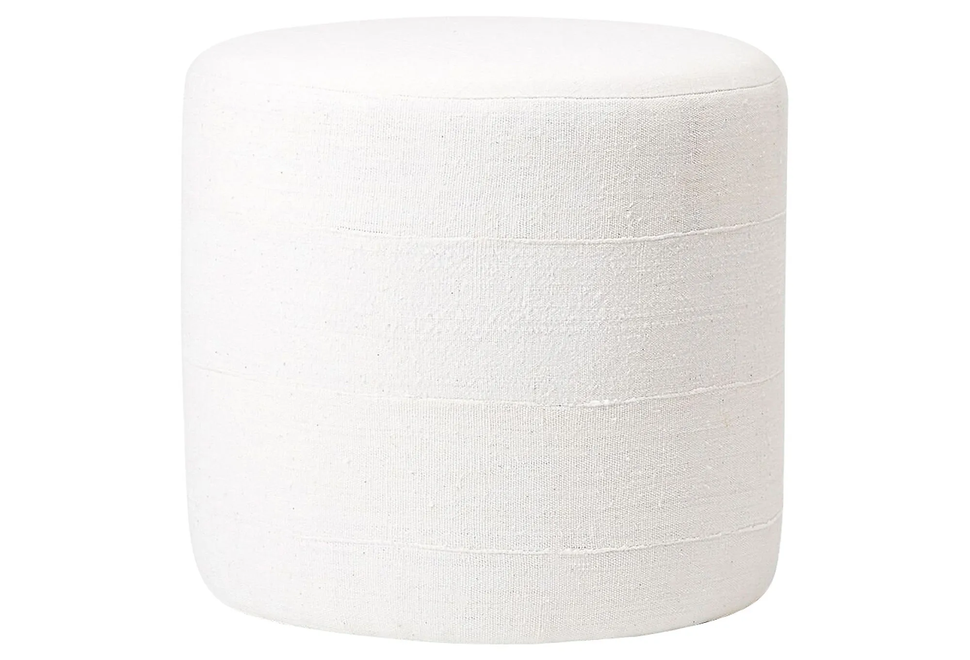 Natural Hand-Woven Ottoman - White