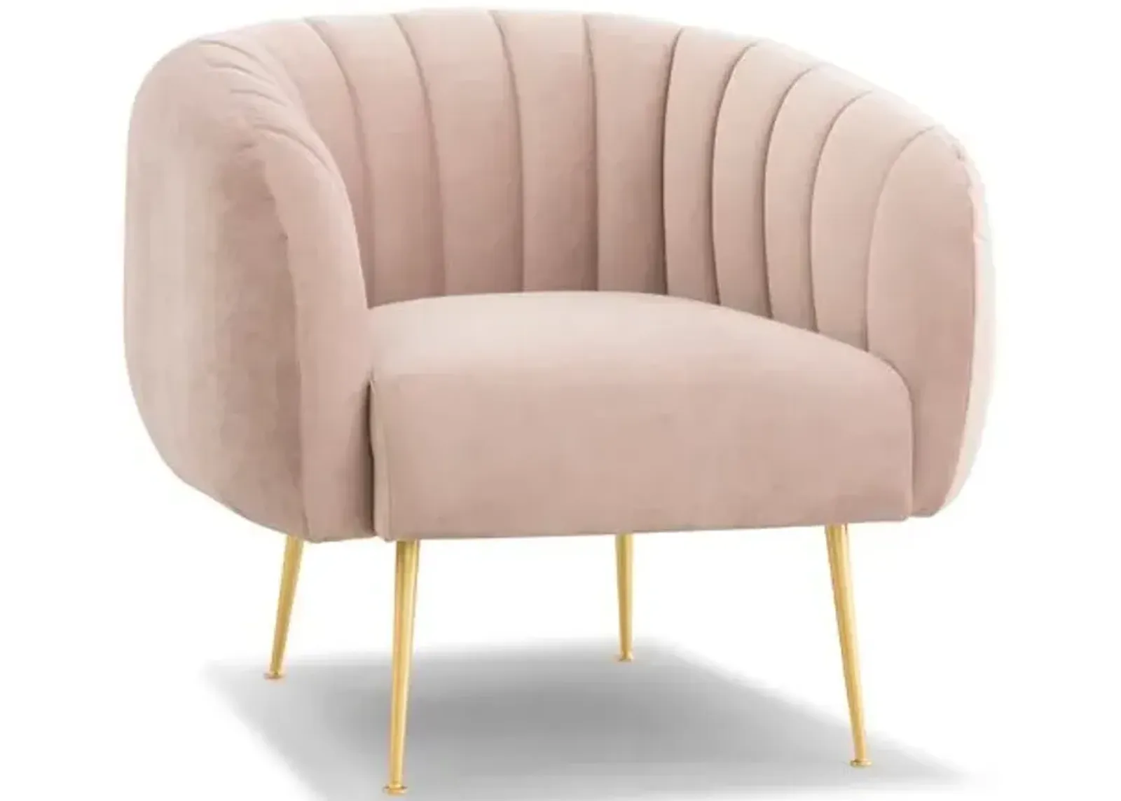 Cayla Channeled Accent Chair - Velvet - Pink, Comfortable, Durable, Velvet Upholstery