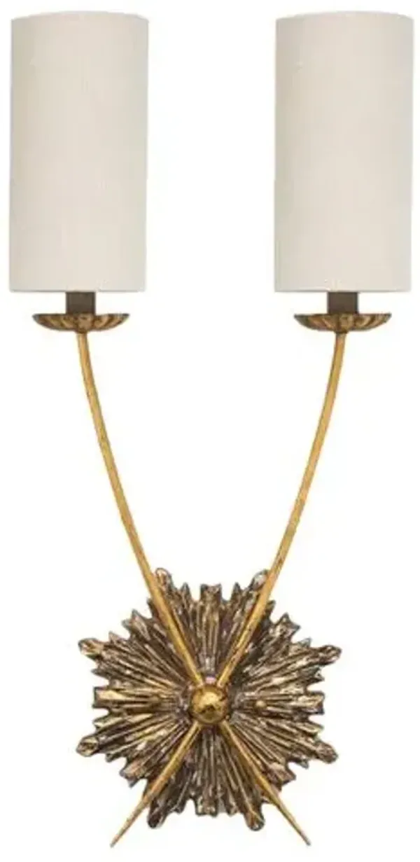 Louis Double Wall Sconce - Antiqued Gold - Regina Andrew