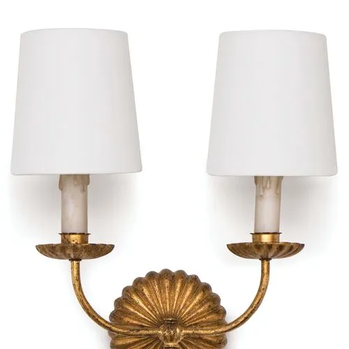 Clove Double Sconce - Antiqued Gold Leaf - Regina Andrew