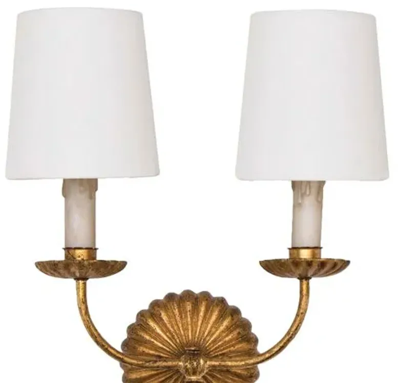 Clove Double Sconce - Antiqued Gold Leaf - Regina Andrew