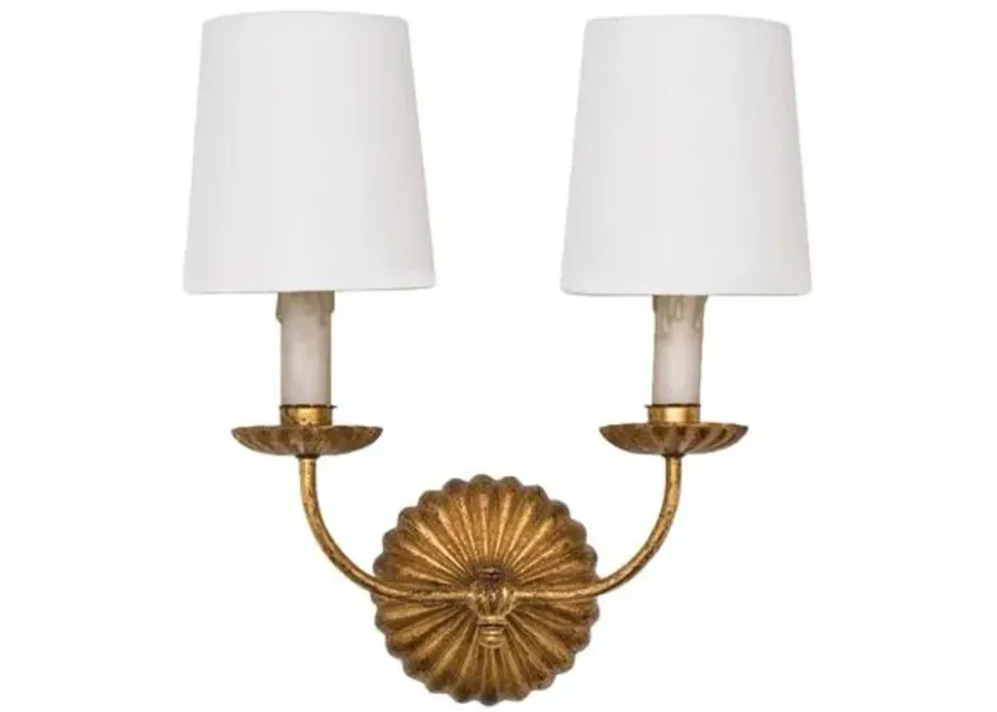 Clove Double Sconce - Antiqued Gold Leaf - Regina Andrew