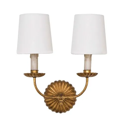 Clove Double Sconce - Antiqued Gold Leaf - Regina Andrew