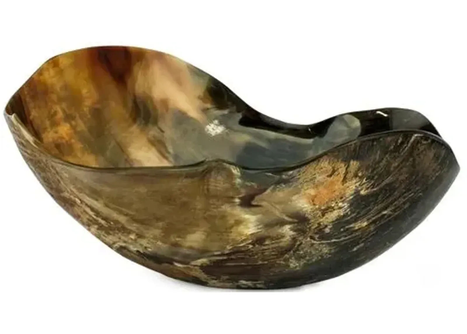 12" Horn Decorative Bowl - Natural/Black - Regina Andrew - Brown