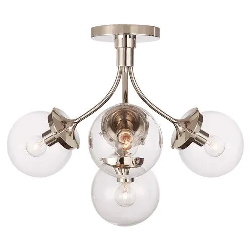 Visual Comfort - Prescott Medium Semi-Flush Mount - Silver