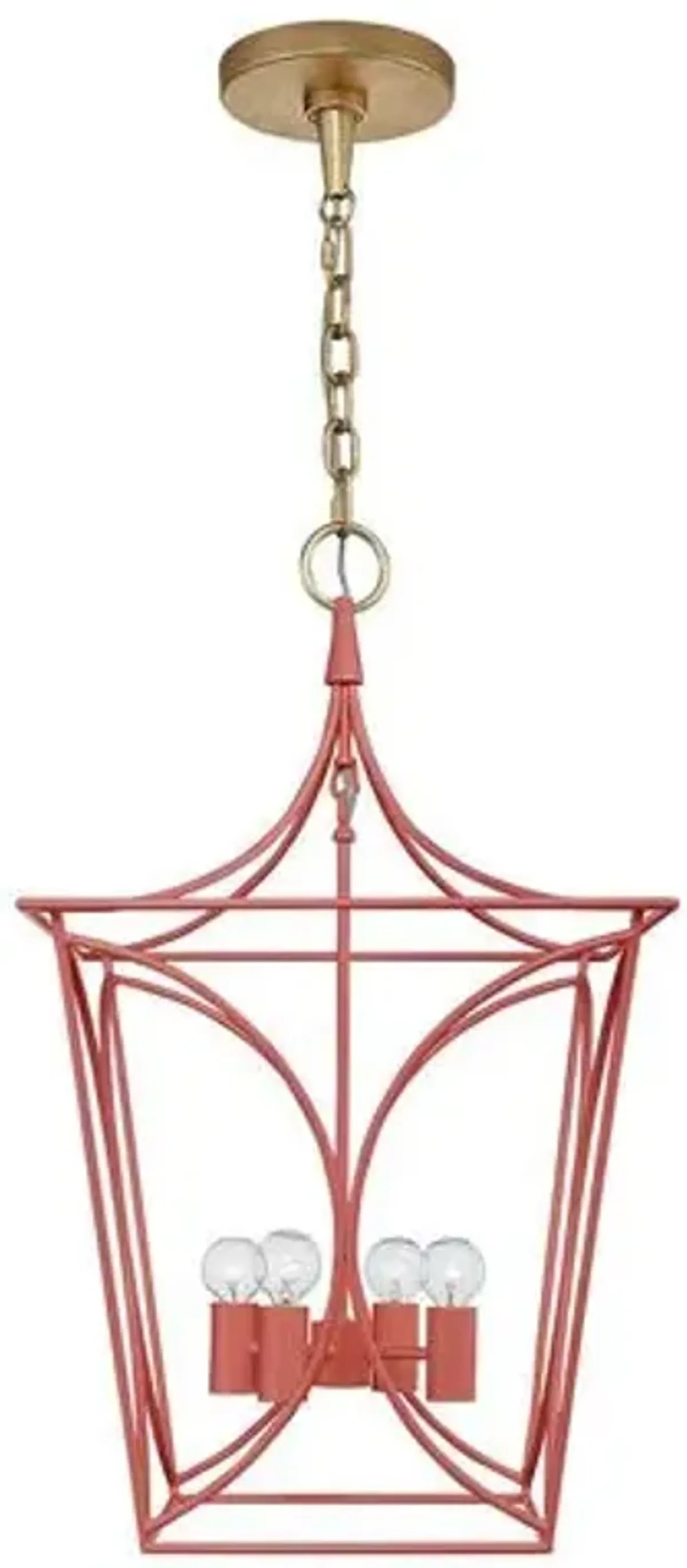 Visual Comfort - Cavanagh Small Lantern - Coral/Gold