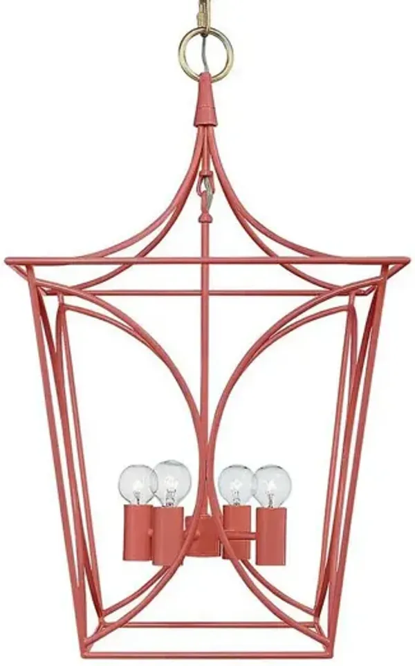 Visual Comfort - Cavanagh Small Lantern - Coral/Gold