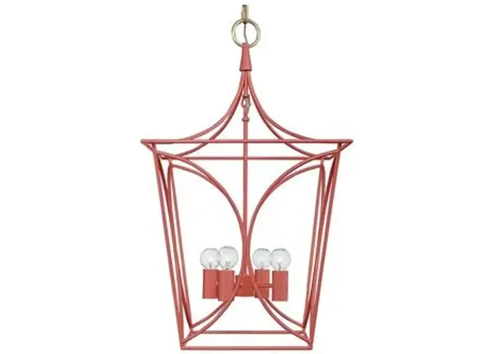 Visual Comfort - Cavanagh Small Lantern - Coral/Gold