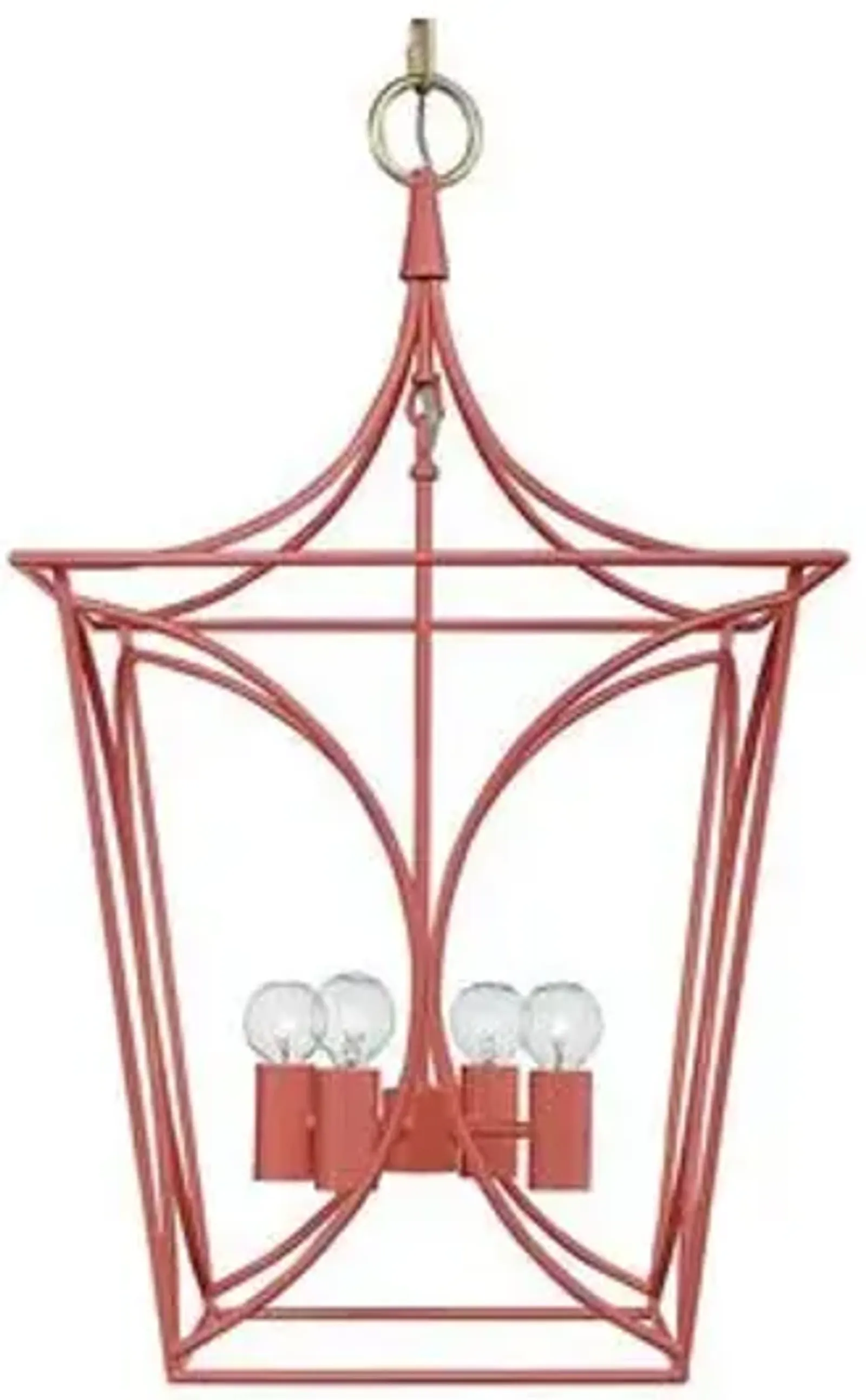 Visual Comfort - Cavanagh Small Lantern - Coral/Gold