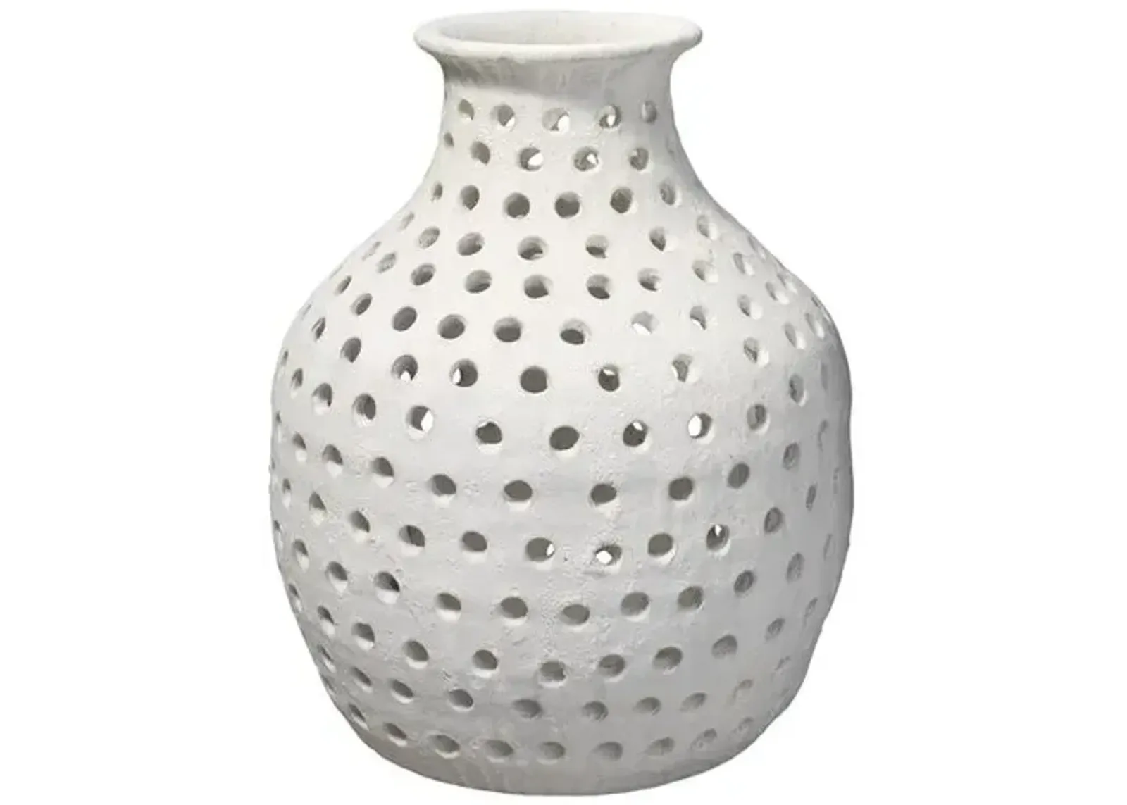 17" Porous Small Vase - White - Jamie Young Co.