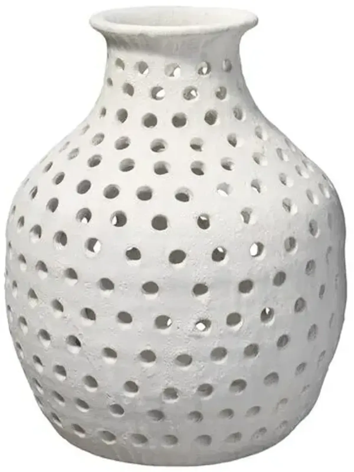 17" Porous Small Vase - White - Jamie Young Co.