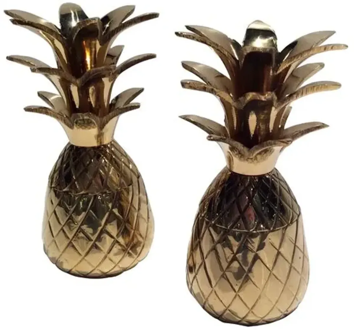 Set of 2 Clarence Pineapple Boxes - Brass - Gold