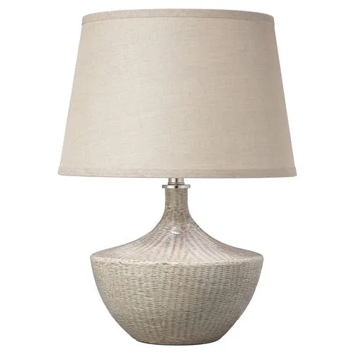 Basketweave Table Lamp - Off-White - Jamie Young Co.