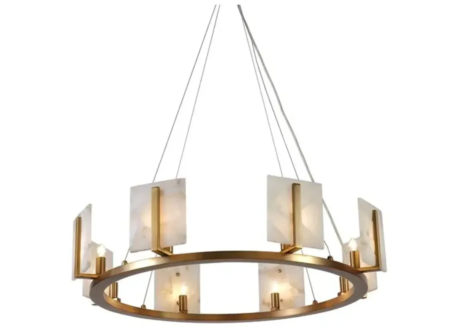 Halo Alabaster Chandelier - Natural/Brass - Jamie Young Co. - Gold