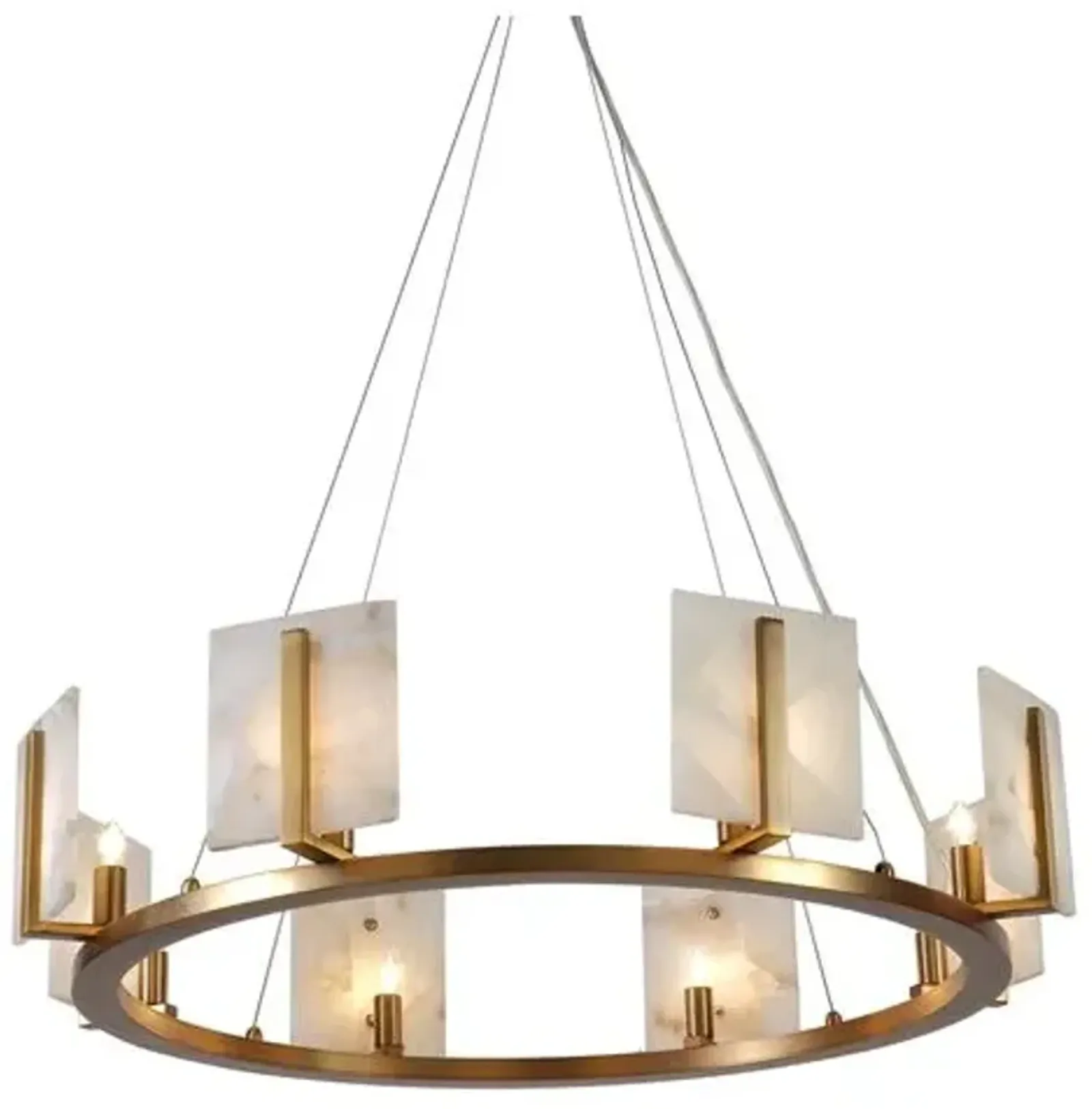 Halo Alabaster Chandelier - Natural/Brass - Jamie Young Co. - Gold