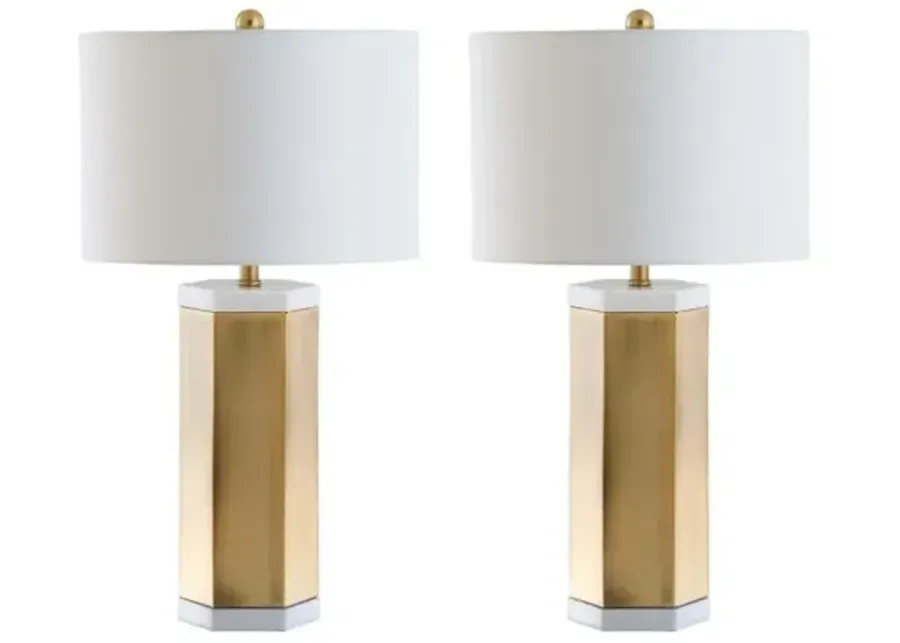 Set of 2 Scola Table Lamps - Gold/White