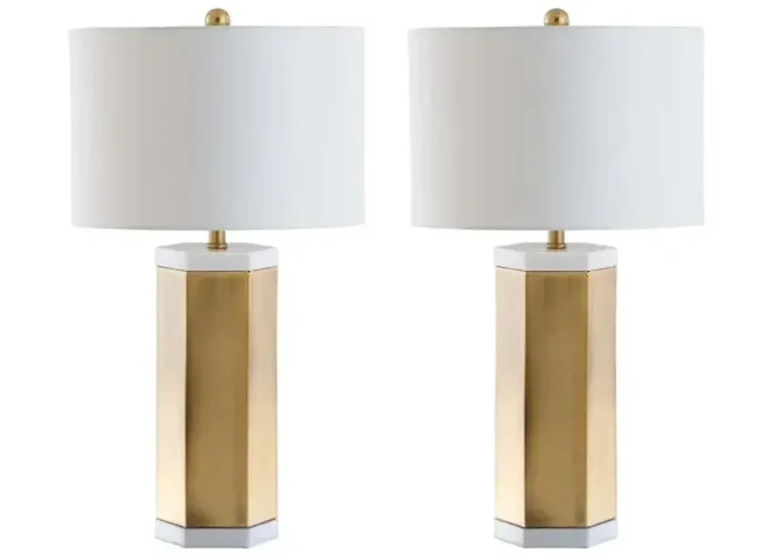 Set of 2 Scola Table Lamps - Gold/White