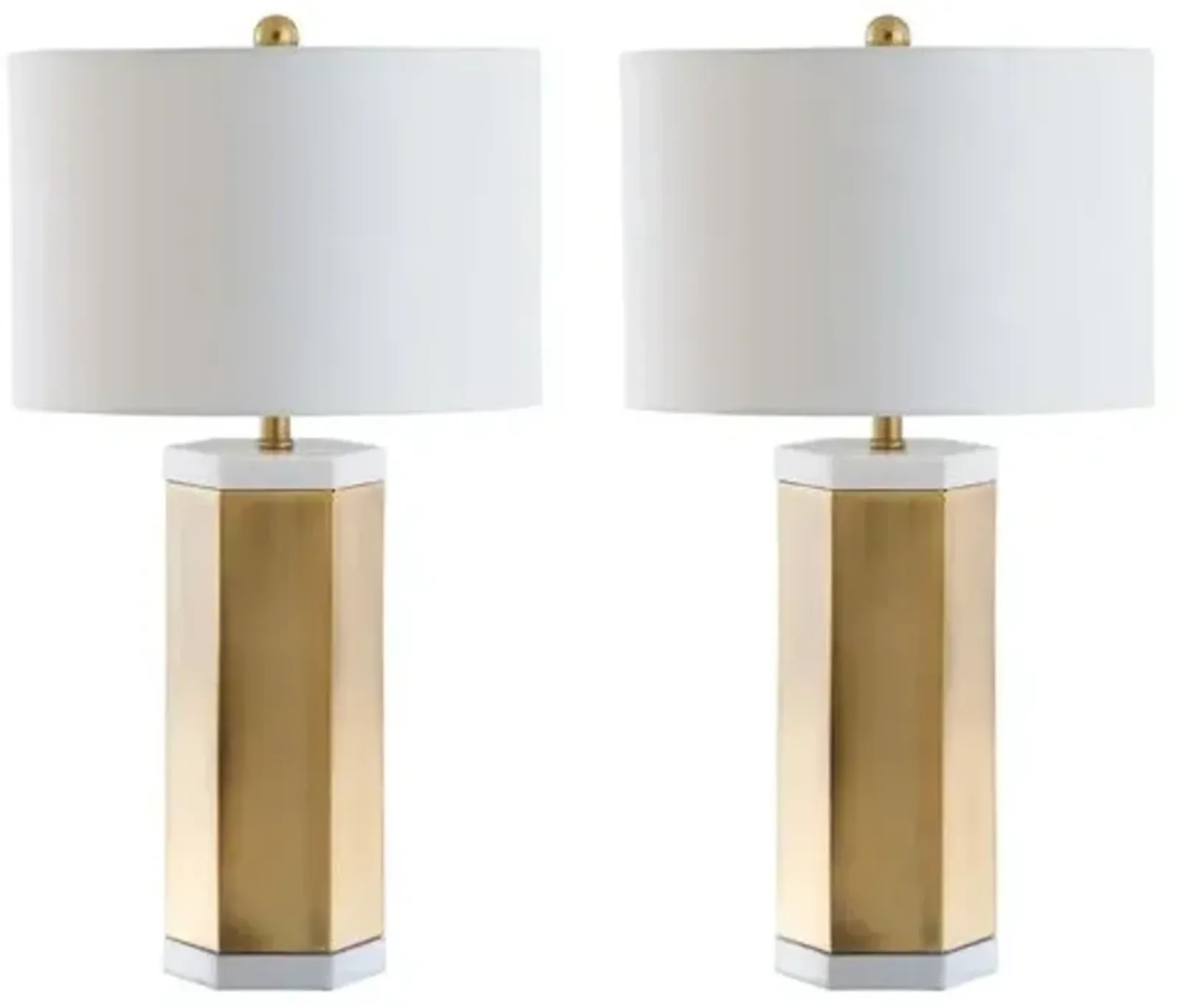 Set of 2 Scola Table Lamps - Gold/White