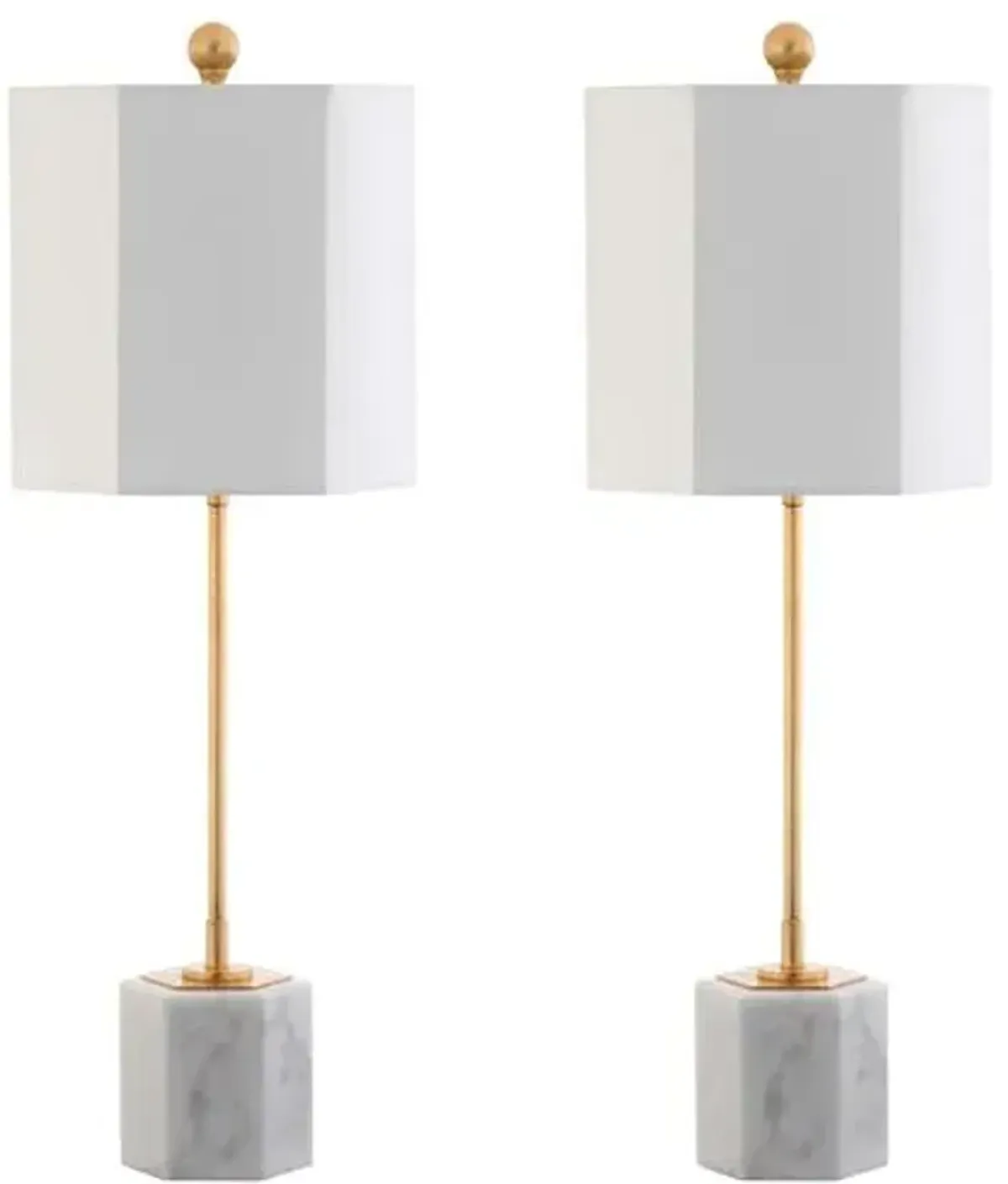 Set of 2 Willard Hexagonal Table Lamps - Gold Leaf/White