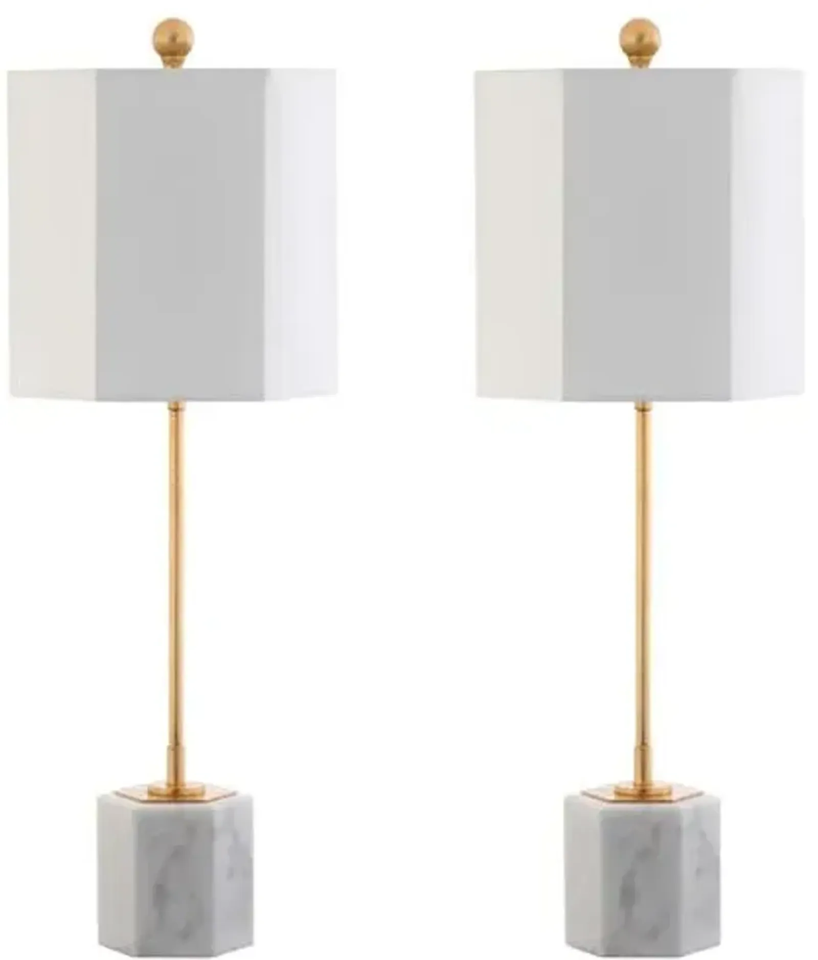 Set of 2 Willard Hexagonal Table Lamps - Gold Leaf/White