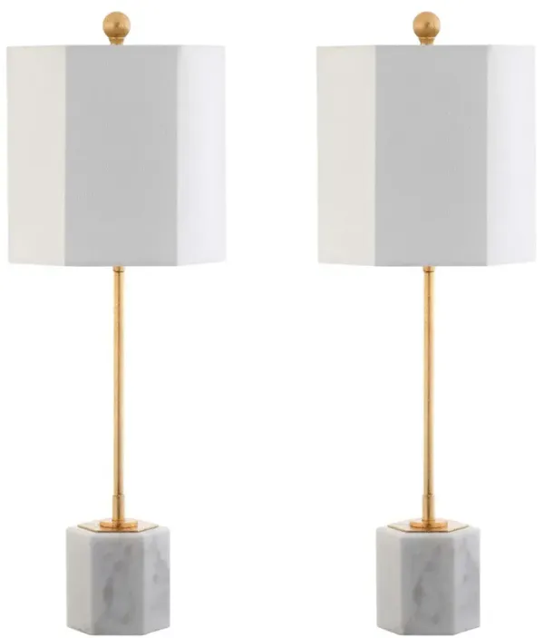 Set of 2 Willard Hexagonal Table Lamps - Gold Leaf/White