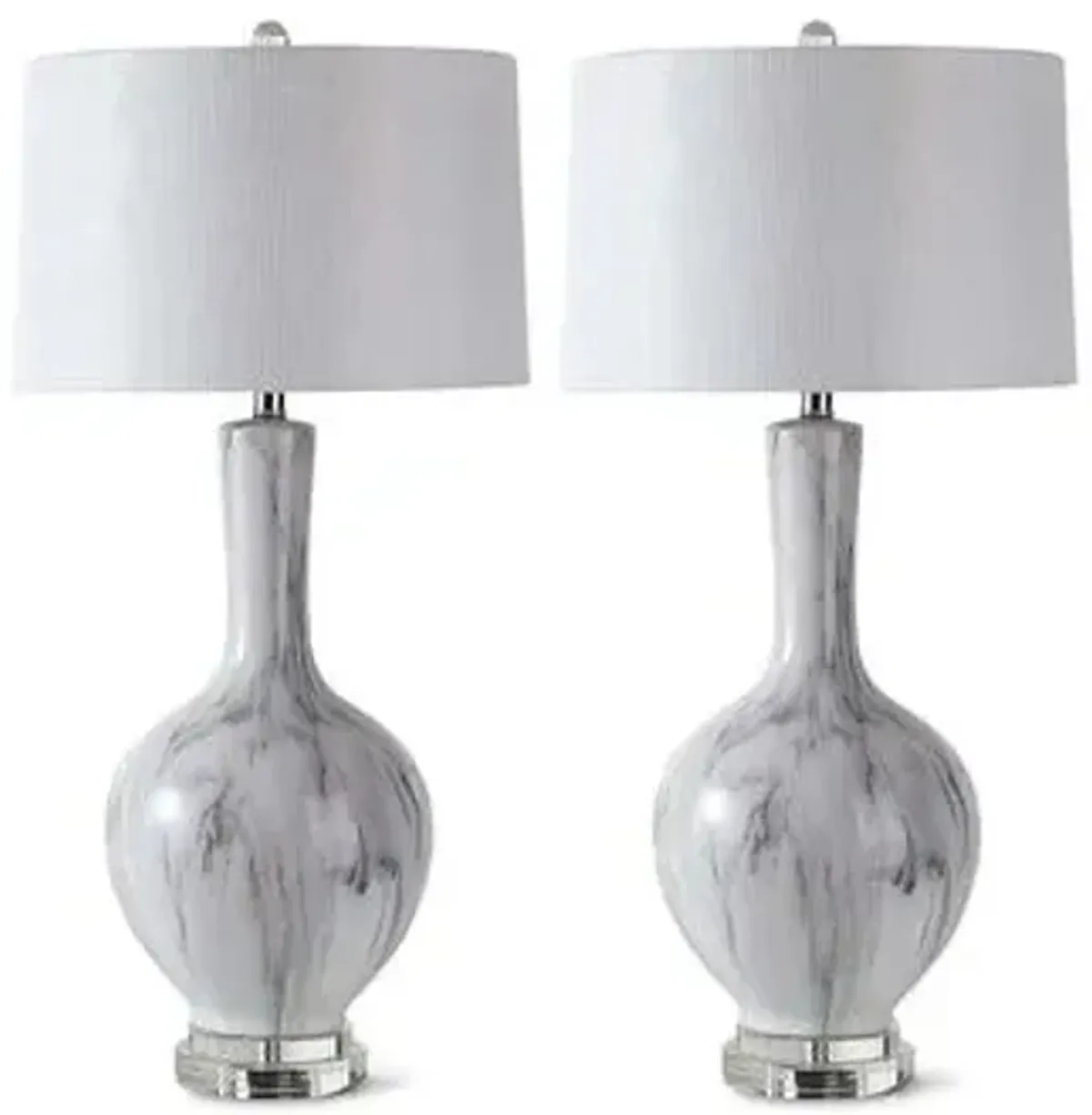 Set of 2 Sharzer Table Lamps - White/Gray