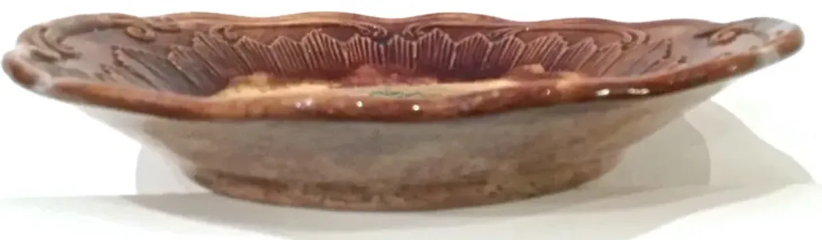 Antique Majolica Fern Bowl - Vermilion Designs - brown