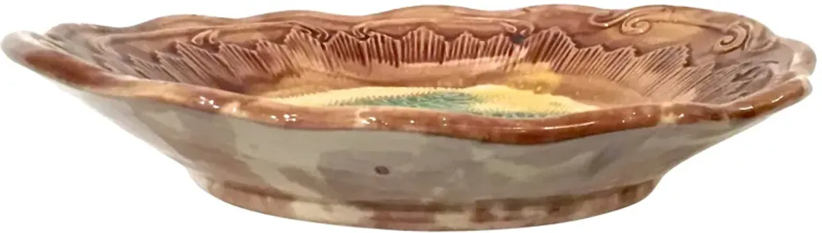 Antique Majolica Fern Bowl - Vermilion Designs - Brown