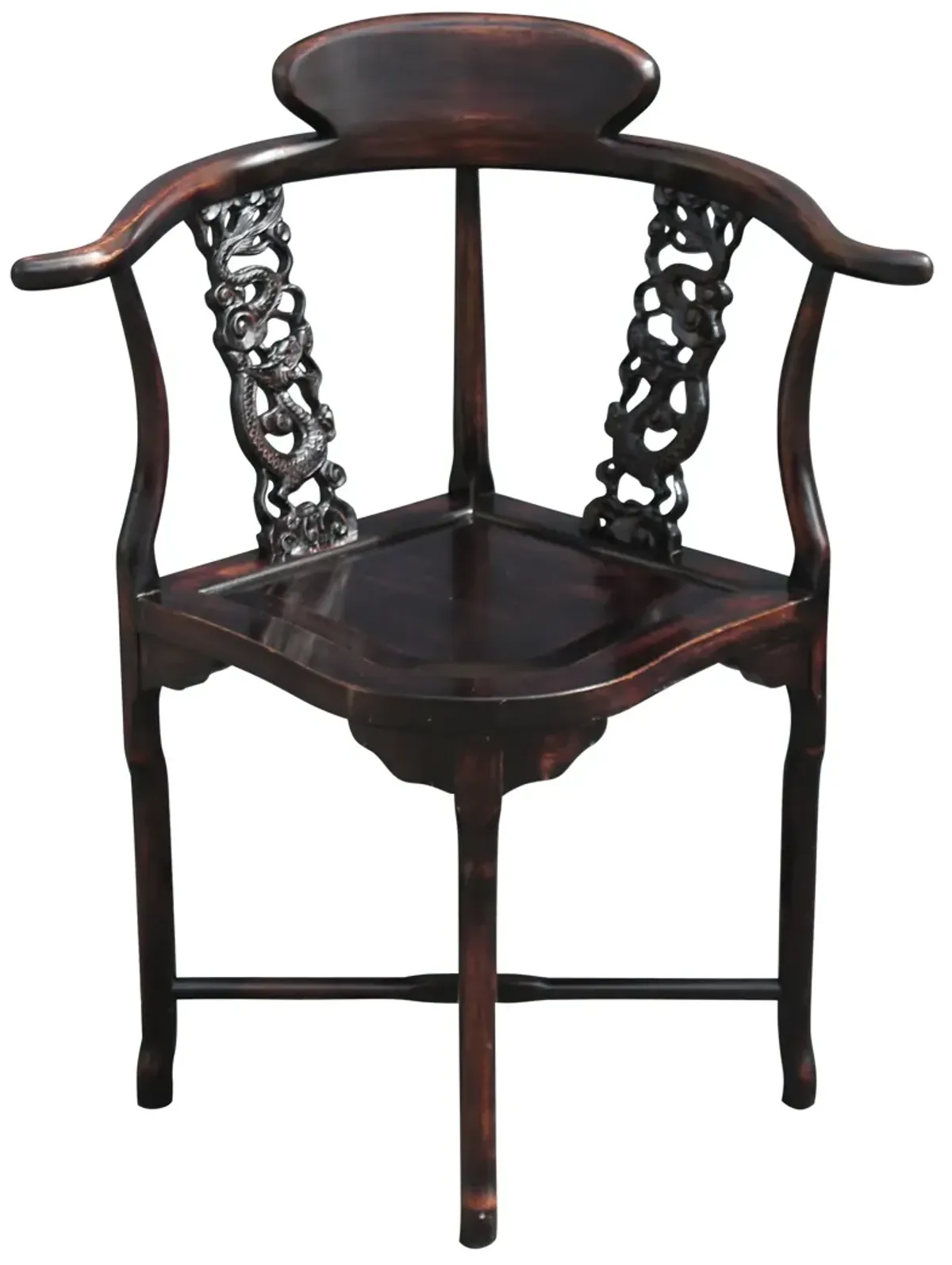 Hand-Carved Corner Chair - Something Vintage - Brown