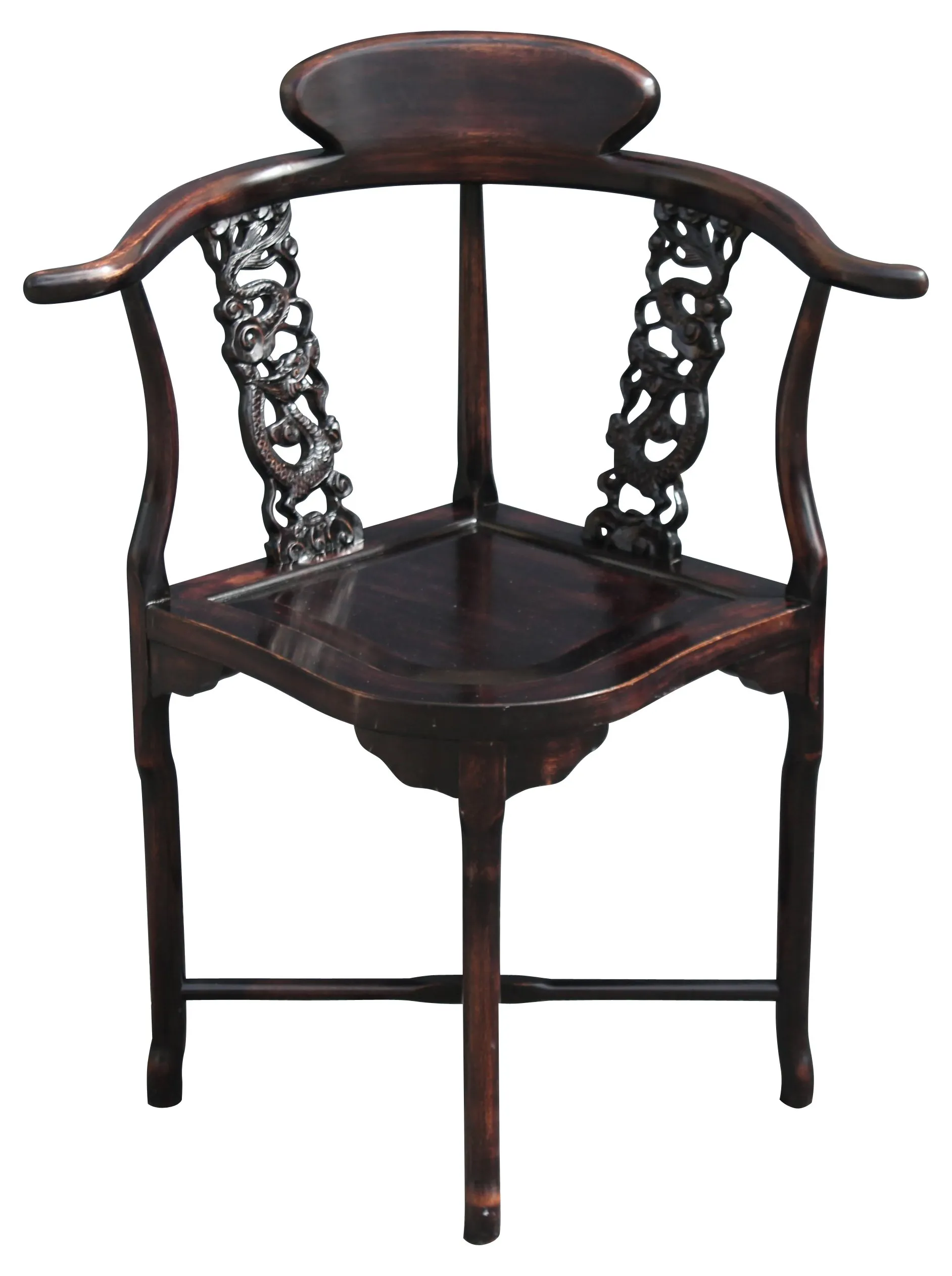 Hand-Carved Corner Chair - Something Vintage - Brown