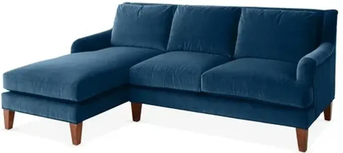 Merrimack Left-Facing Sectional - Peacock Velvet