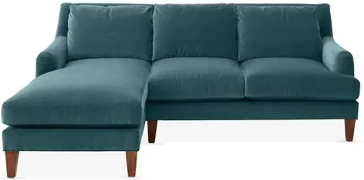 Merrimack Left-Facing Sectional - Teal Velvet