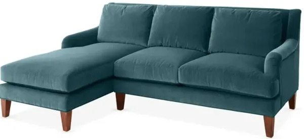 Merrimack Left-Facing Sectional, Teal Velvet