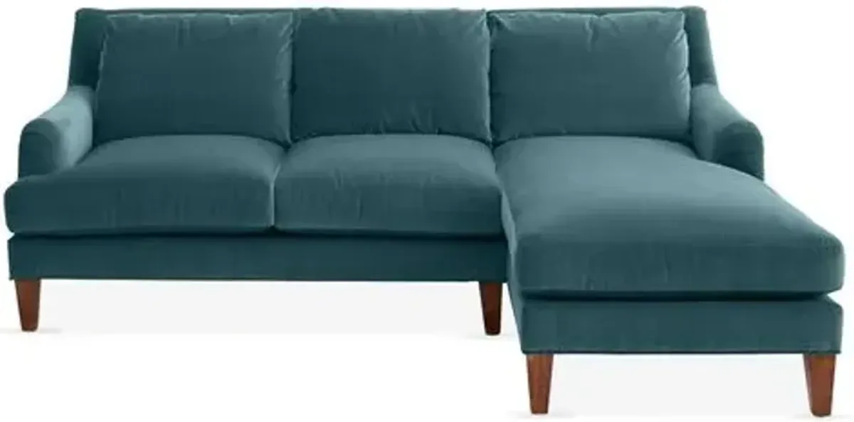 Merrimack Right-Facing Sectional - Teal Velvet