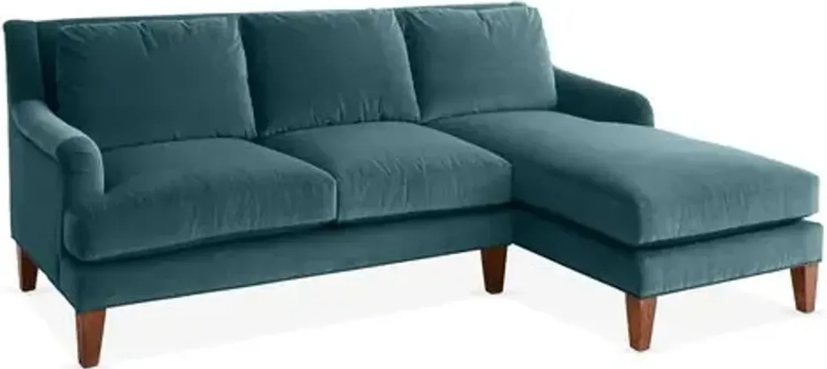 Merrimack Right-Facing Sectional - Teal Velvet