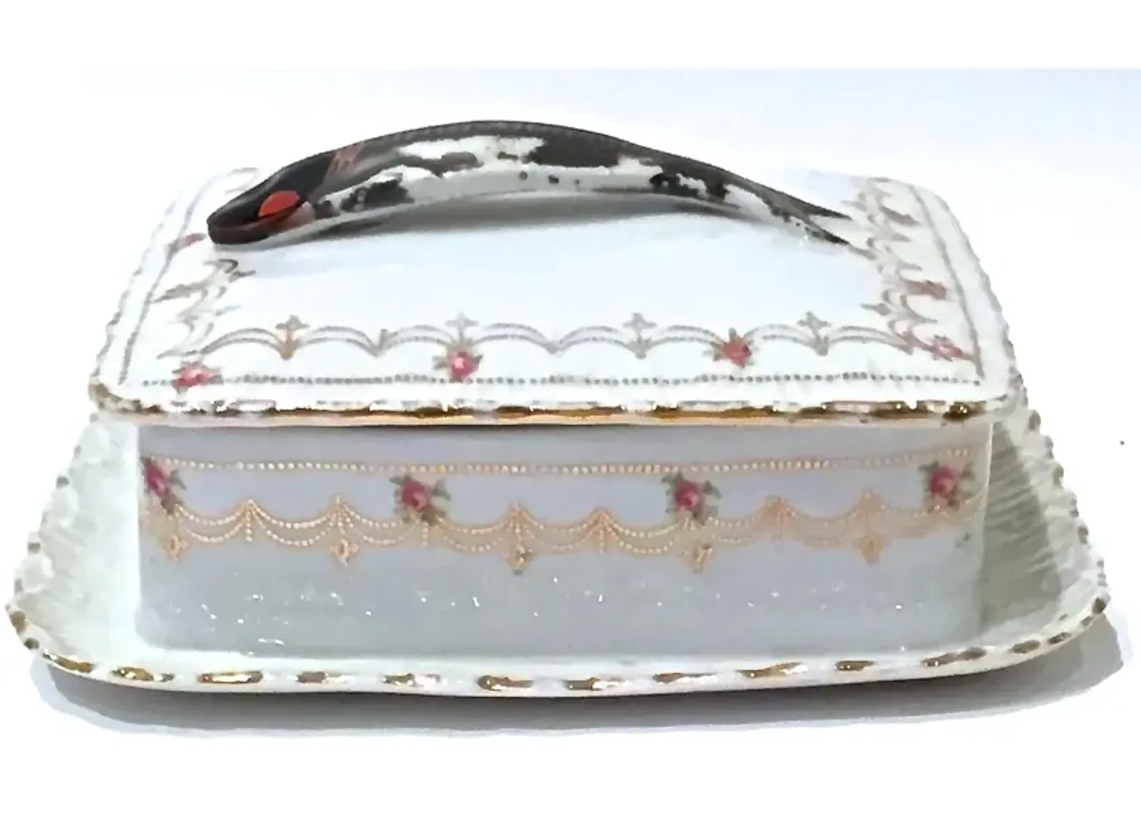 Porcelain Victoria Floral Sardine Box - Vermilion Designs - ivory