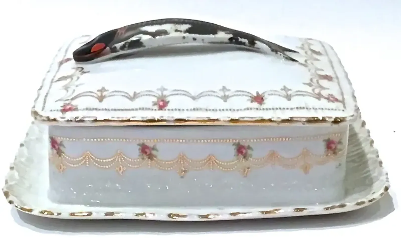 Porcelain Victoria Floral Sardine Box - Vermilion Designs - ivory