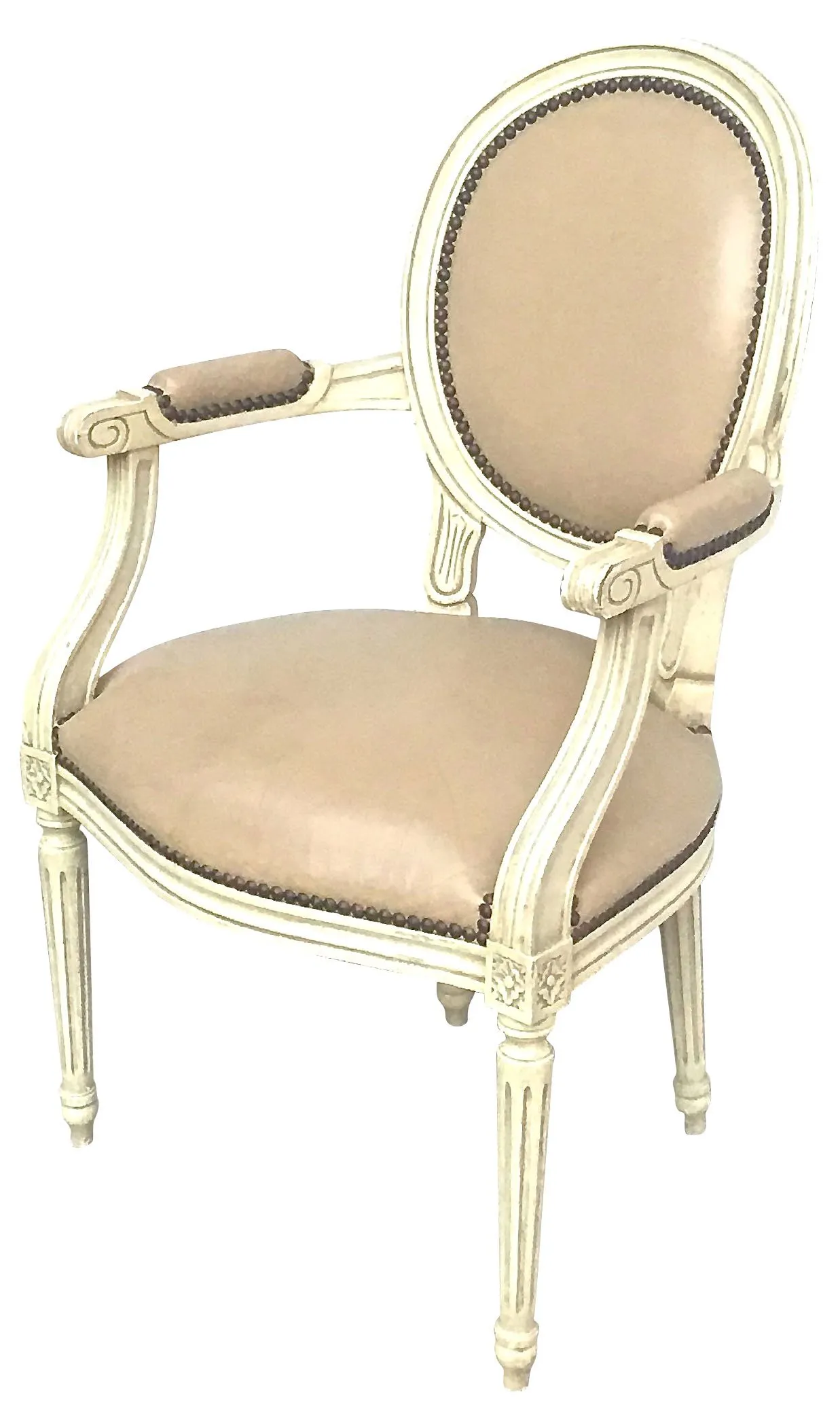 Medallion Back Louis XVI Armchair - Vermilion Designs - White