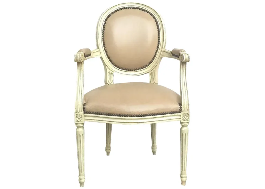 Medallion Back Louis XVI Armchair - Vermilion Designs - White