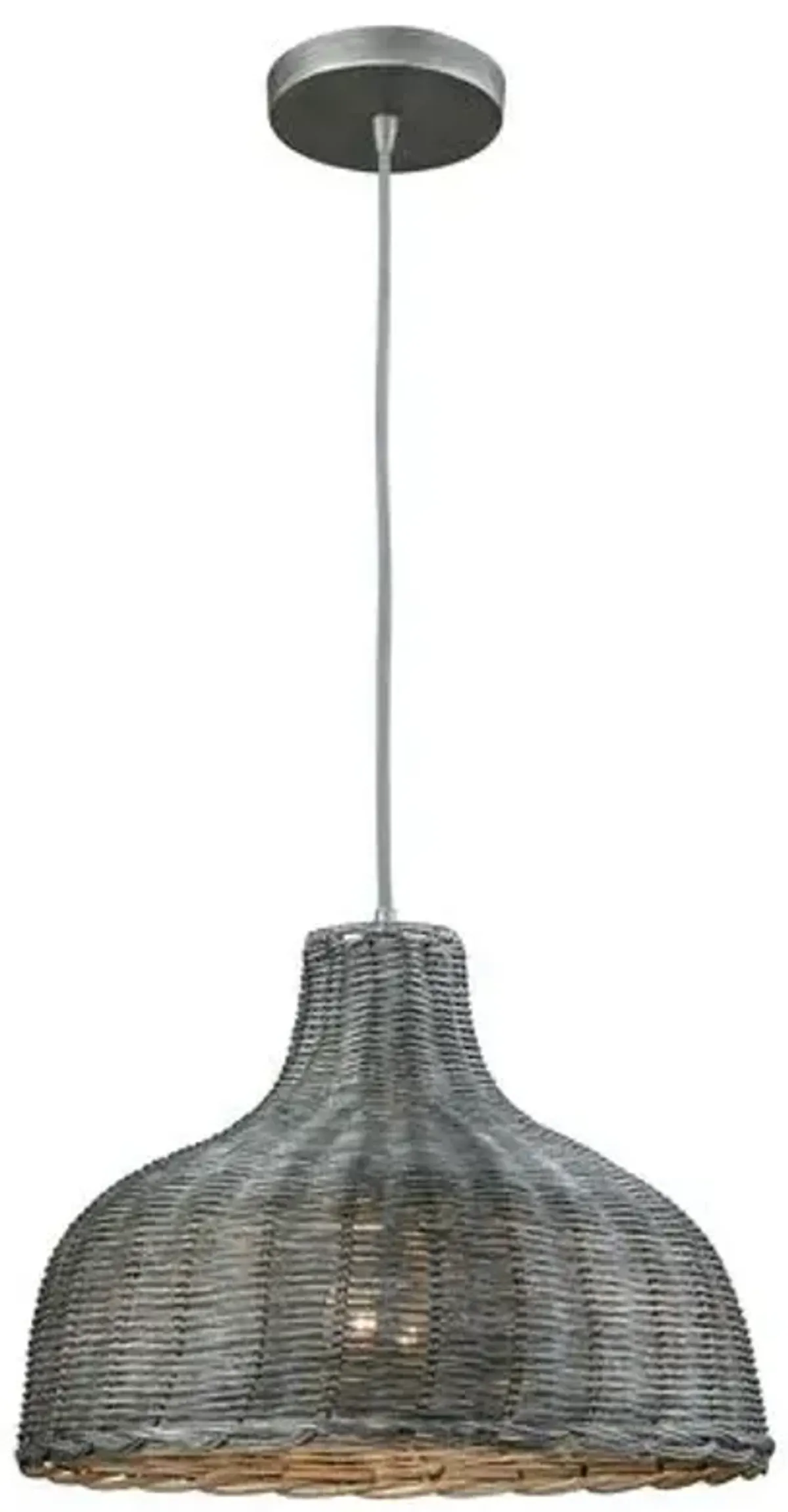 Lanston Wide Pendant - Soft Gray Wicker