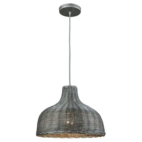 Lanston Wide Pendant - Soft Gray Wicker