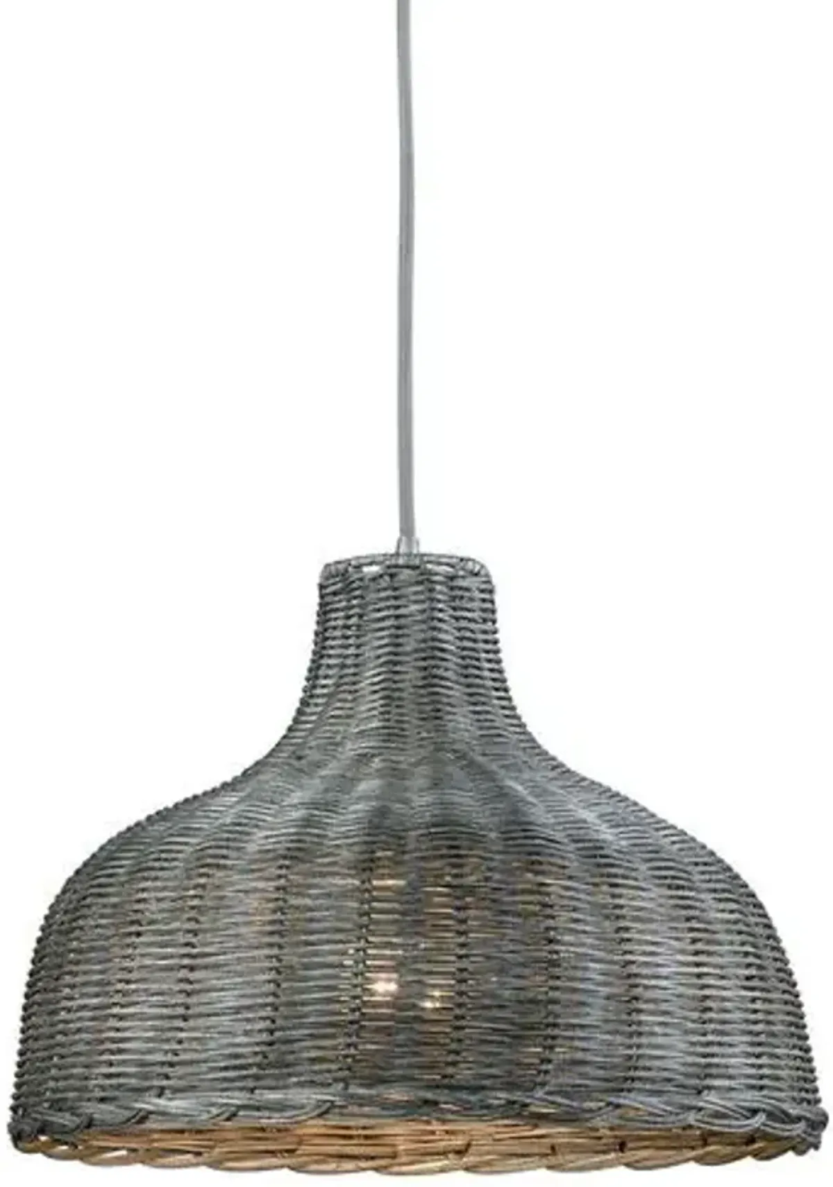 Lanston Wide Pendant - Soft Gray Wicker